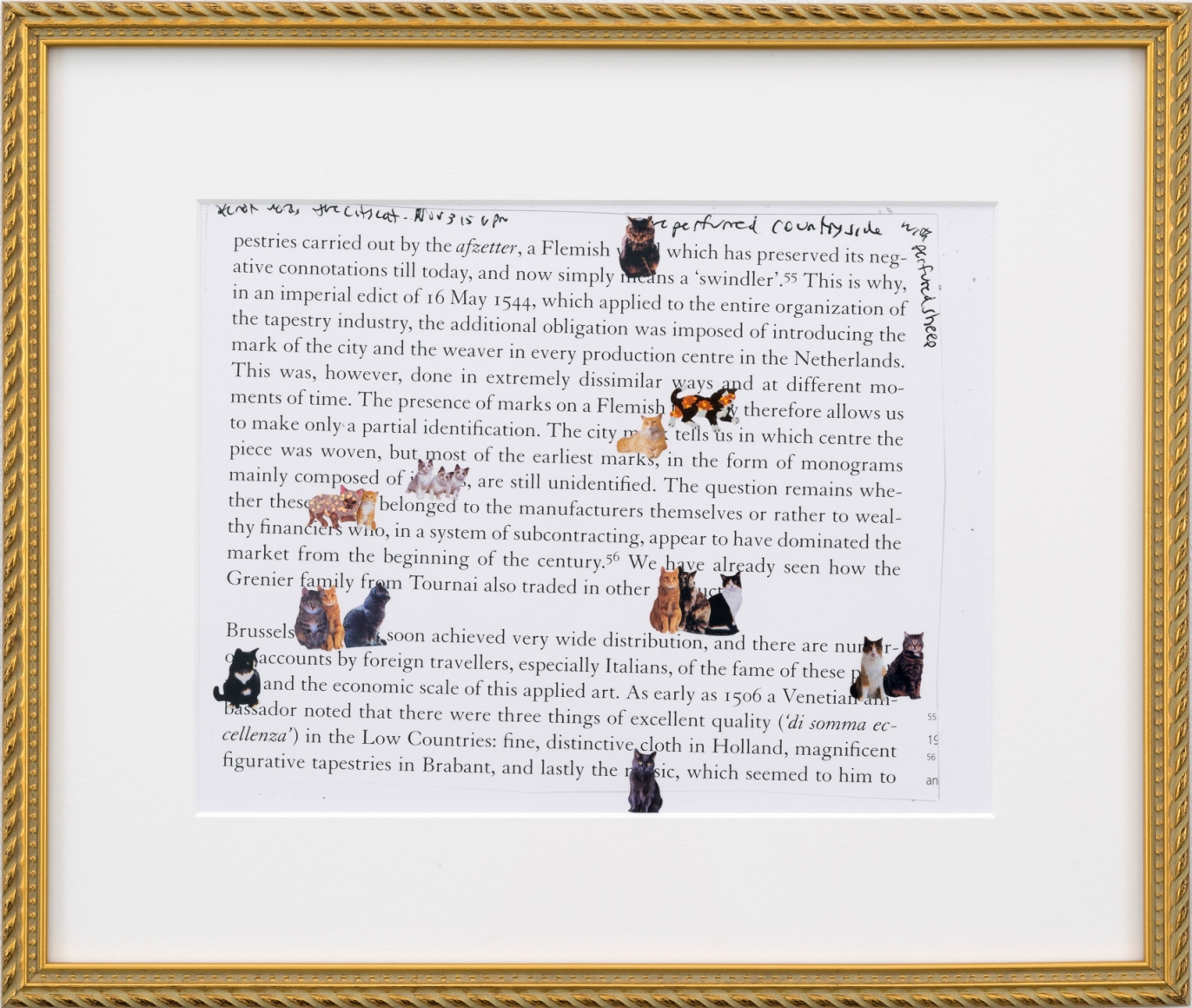 Karen Kilimnik, the historical presence of the cat in the tapestry market, netherlandish latter half 15th century, 2015