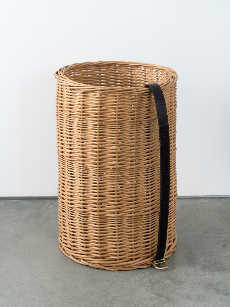 Valentin Carron, Belt on rattan basket, 2014