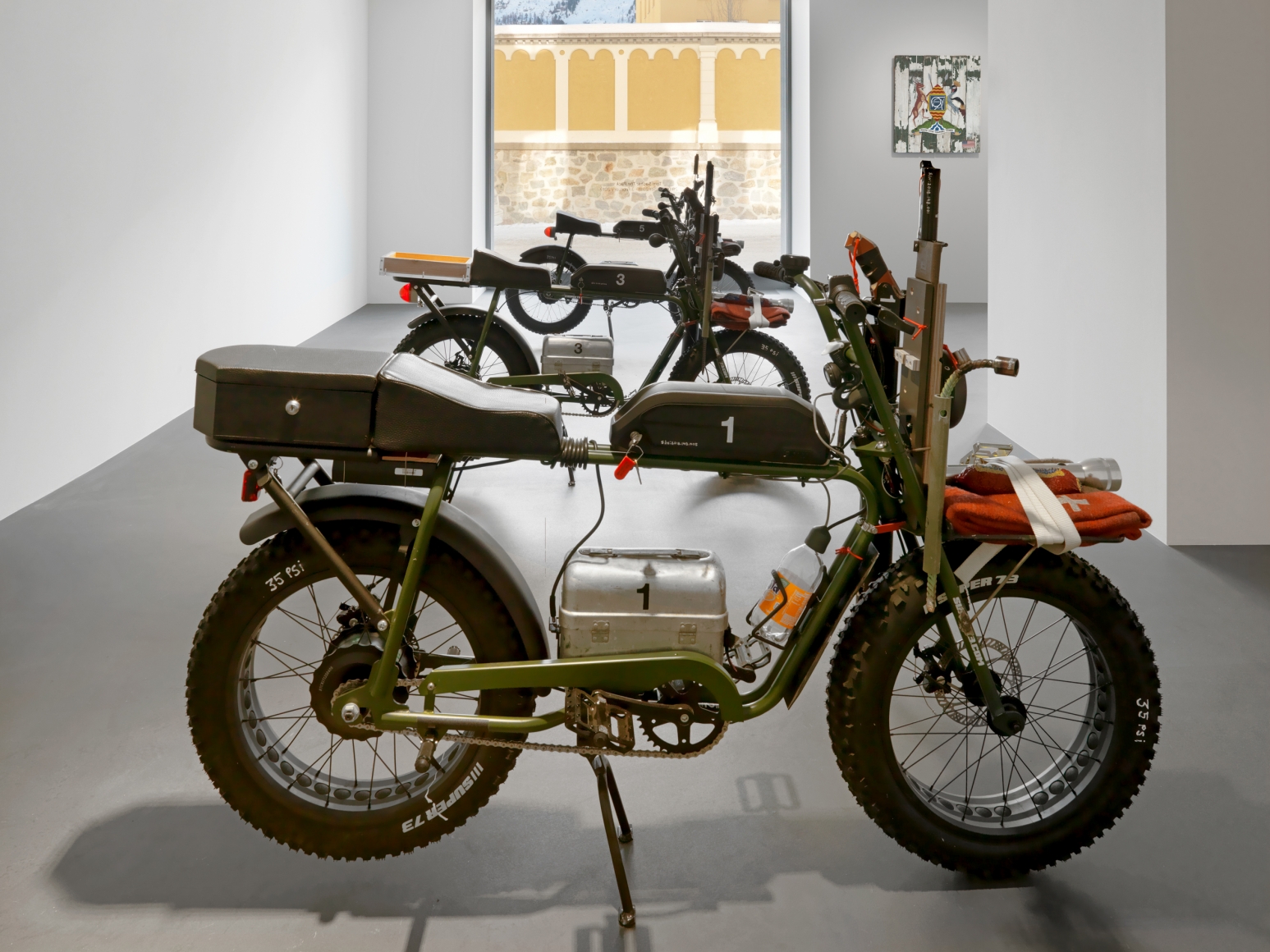 Installation view, Tom Sachs, The Pack, Vito Schnabel Gallery, St. Moritz, 2018-2019, © Tom Sachs; Photos by Stefan Altenburger; Courtesy Tom Sachs Studio and Vito Schnabel Gallery