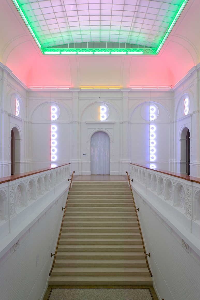 Dan Flavin untitled (to Piet Mondrian through his preferred colors, red, yellow and blue), 1986