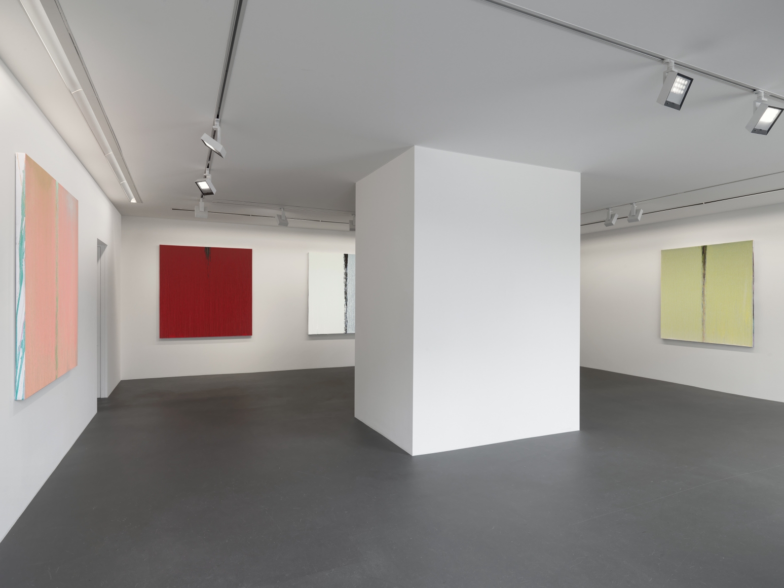 Installation view: Pat Steir, Paintings, Vito Schnabel Gallery, St. Moritz, 2019