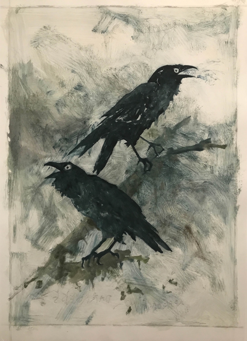 John Alexander Difference of Opinion, 2017 monotype on Fabriano Rosaspina paper 39 x 27 1/2 inches signed bottom right front (JoA-177) $10,000