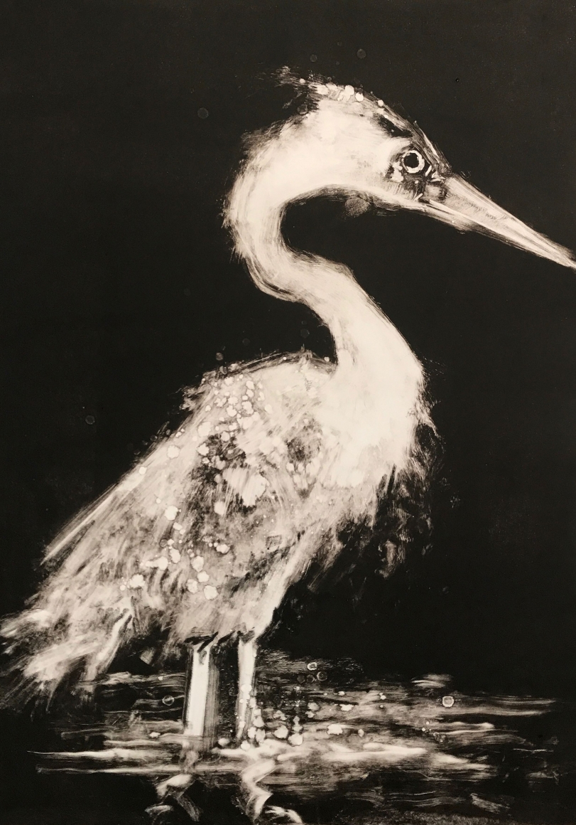 John Alexander Great White Looking East, 2017 monotype on Fabriano Rosaspina paper 28 x 19 1/2 inches signed bottom right front (JoA-175)