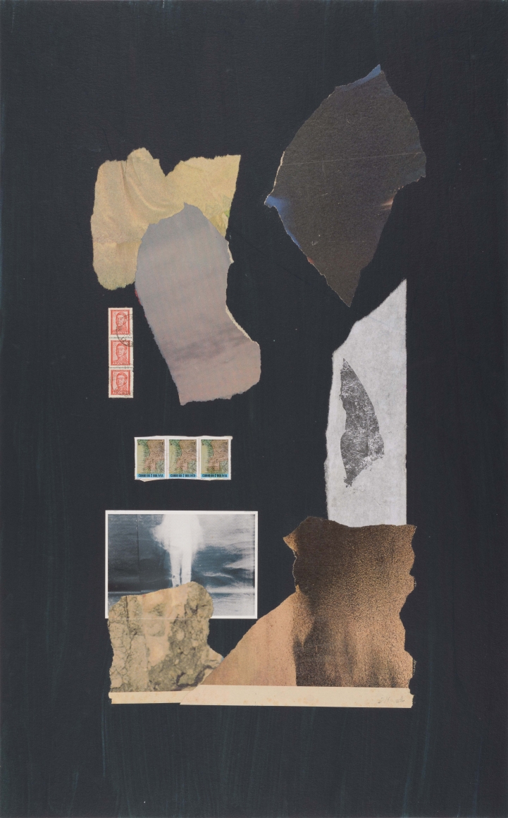 Dorothy Hood The White Man of Bolivia, 1982-1997 collage on mat 32 x 20 inches