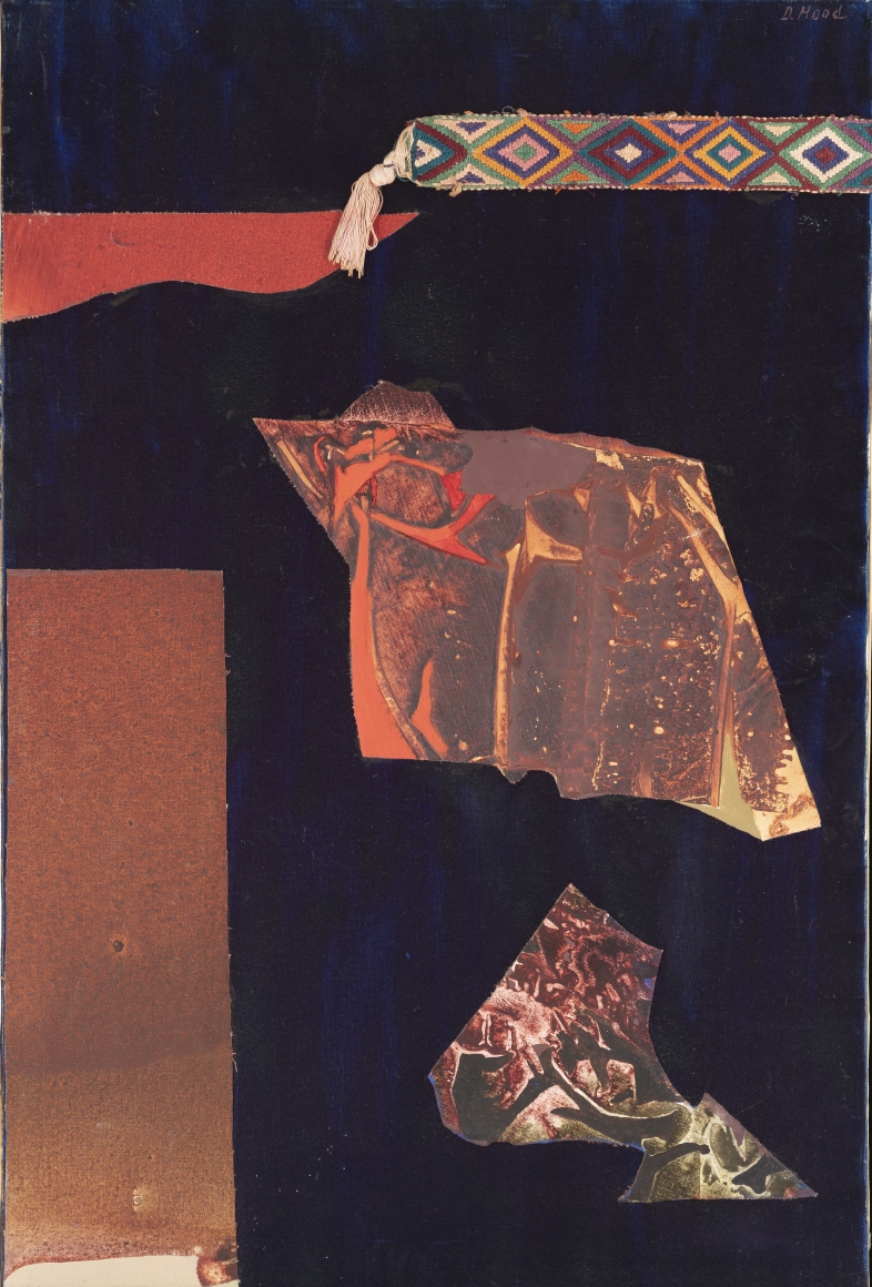 Dorothy Hood Shards of the Earth, c. 1980s oil on canvas with collage elements canvas: 36 x 24 inches frame: 36 1/2 x 24 1/2 inches