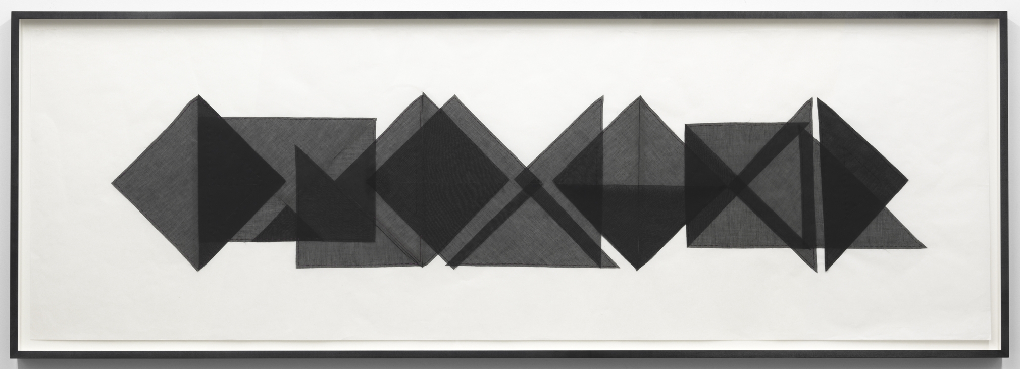 Elaine Reichek Triangles #2, 1977 organdy sewn to Kozoshi paper canvas: 25 x 77 inches framed: 27 3/4 x 79 3/4 inches
