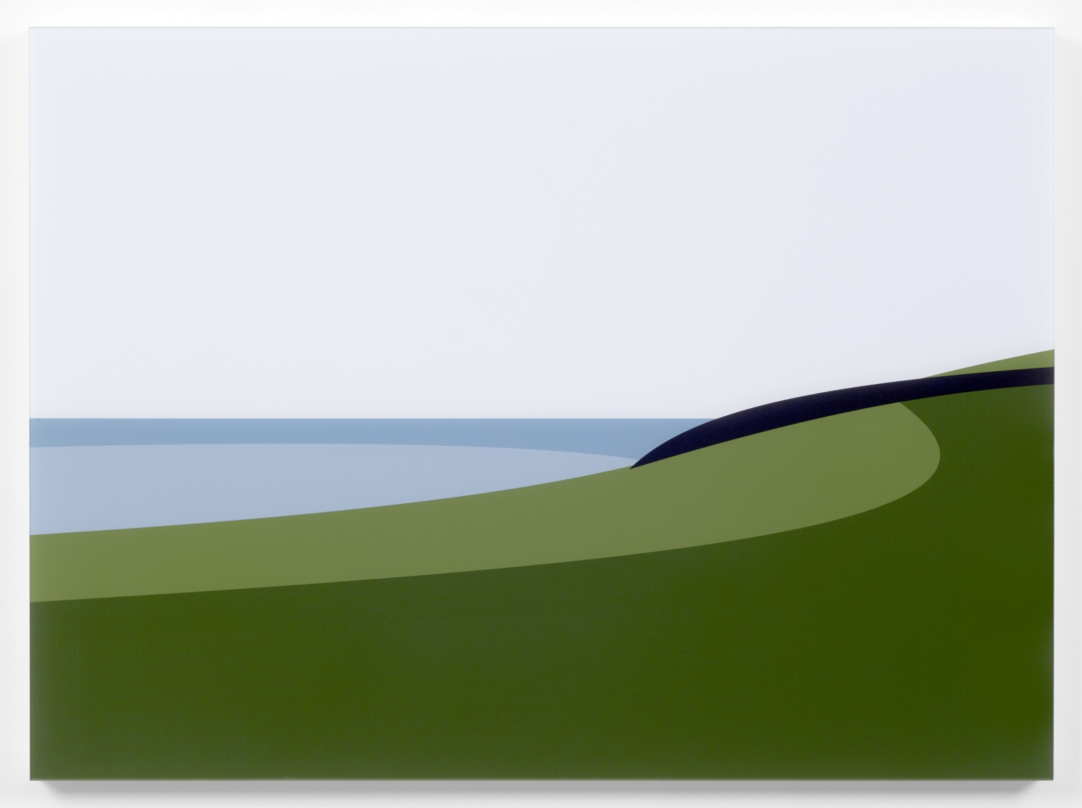 Julian Opie Lantivet Coast. From Cornish Coast 2, 2017 digital print on Epson Premium Glossy 250 gsm photo paper, Diasec bonded on clear acrylic mounted to a white acrylic backing 17 3/4 x 24 1/4 x 1 1/8 inches Edition of 20 $8,000
