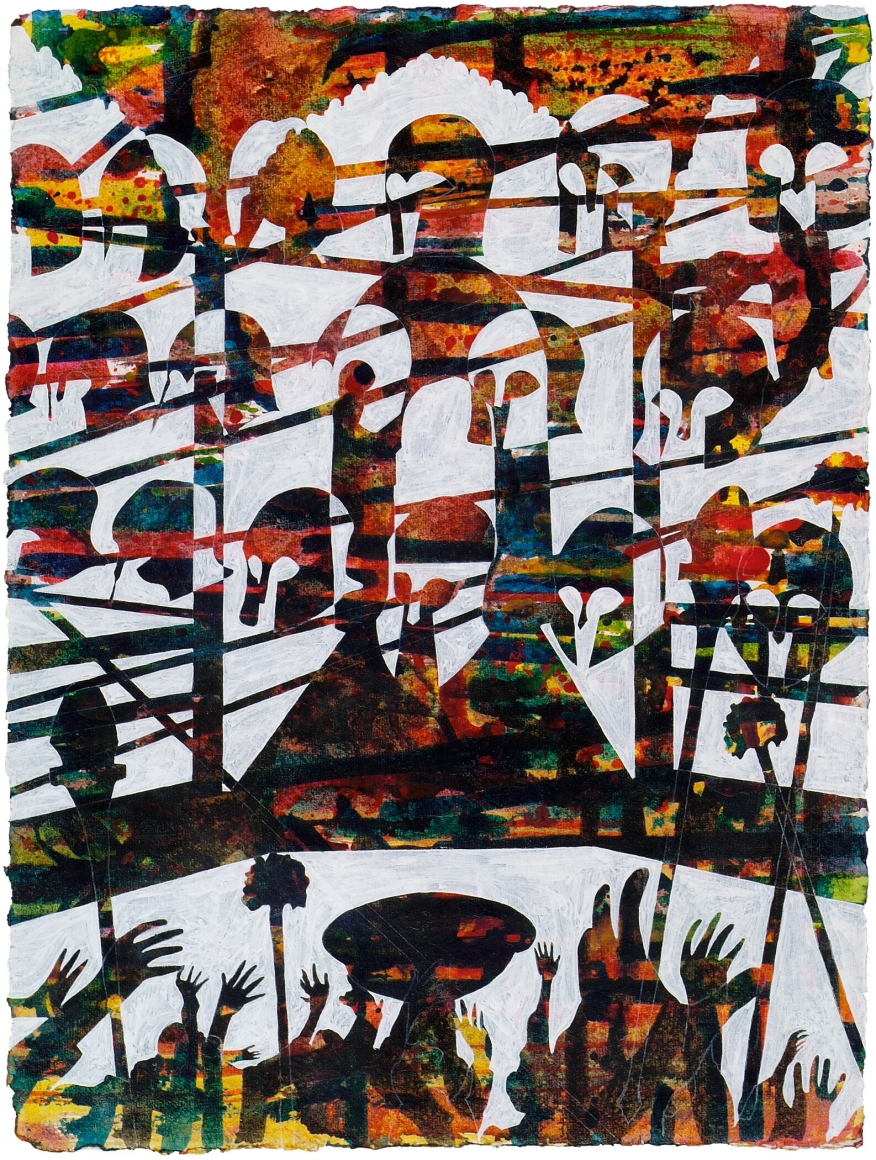 Bo Joseph A Lexicon of Persistent Absence: Fools Go Aimlessly, 2010 acrylic and transfer on paper paper: 16 x 12 inches frame: 25 1/4 x 21 1 /4 inches