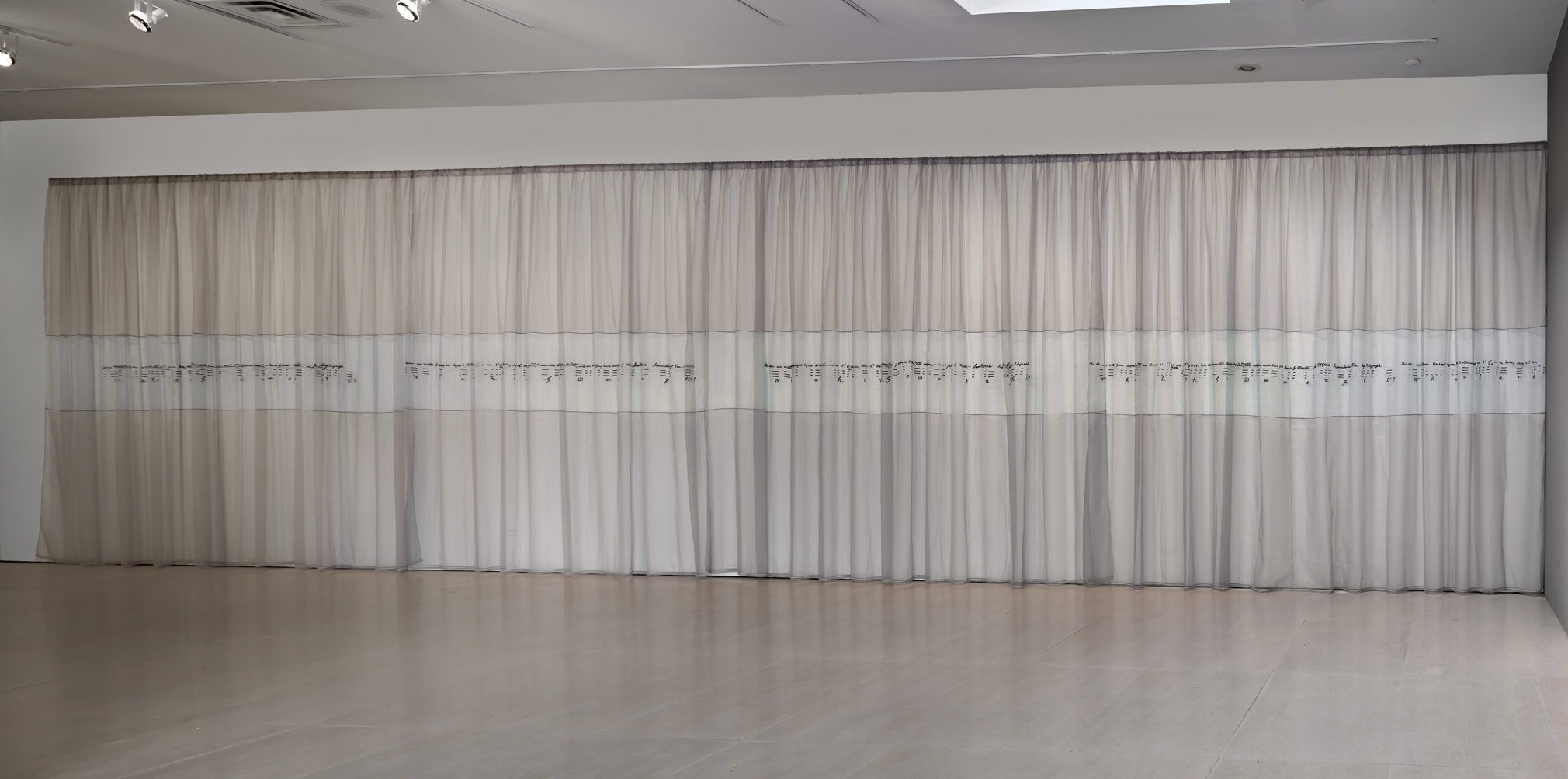 elaine reichek morse message curtain installation