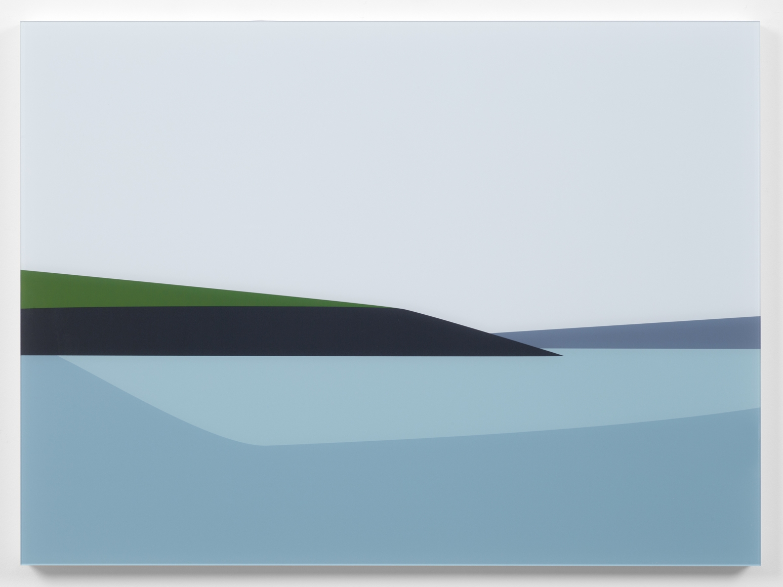 Julian Opie Polridmouth Coast. From Cornish Coast 2, 2017 digital print on Epson Premium Glossy 250 gsm photo paper, Diasec bonded on clear acrylic mounted to a white acrylic backing 17 3/4 x 24 1/4 x 1 1/8 inches (45 x 61.5 x 2.8 centimeters) Edition of 20 $8,000