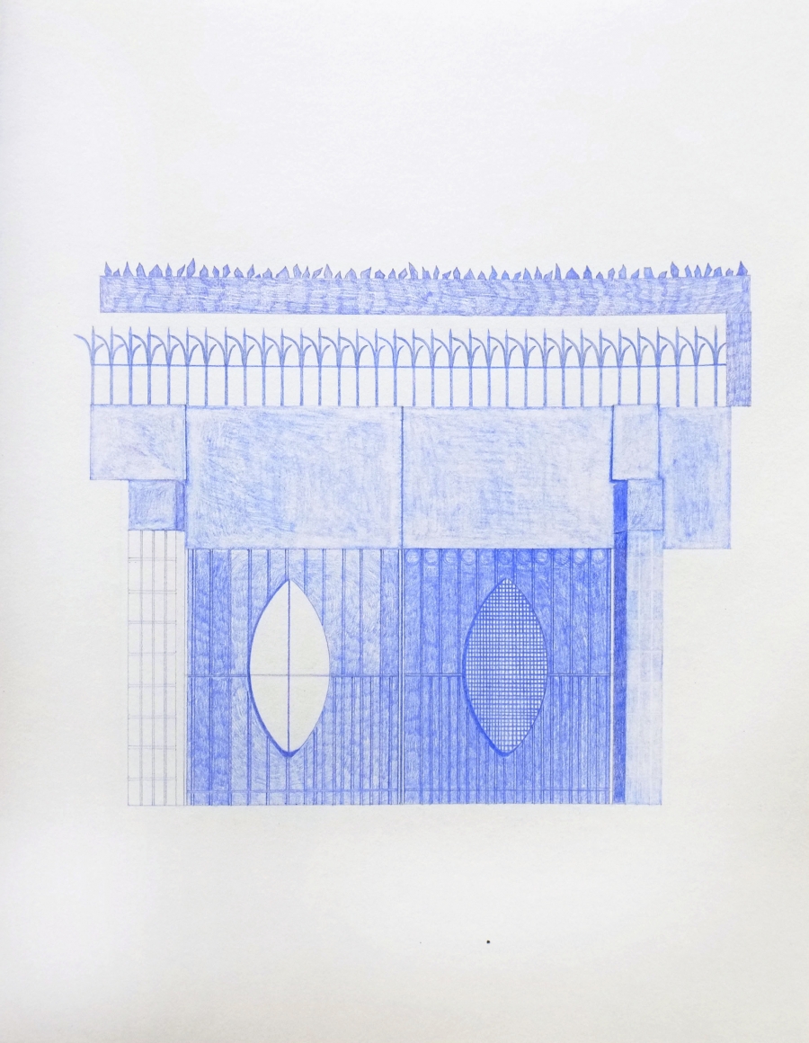 Seher Naveed Gate 4 (High Gate Series), 2018 Pencil on Paper 17h x 14w in