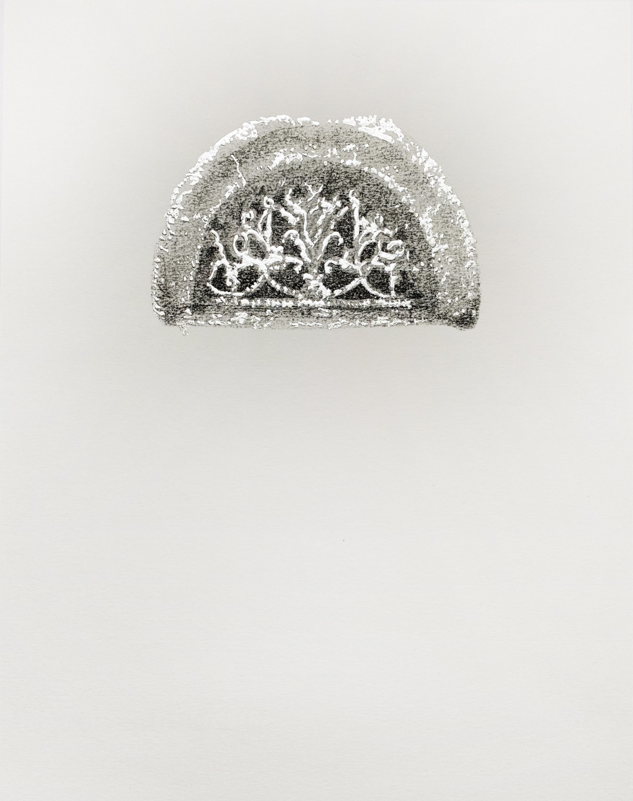 Najmun Nahar Keya Corinthian Dhaka (7) Charcoal, graphite, rabbit skin glue, silver, on Fabriano archival paper 11 x 14 in. 2019