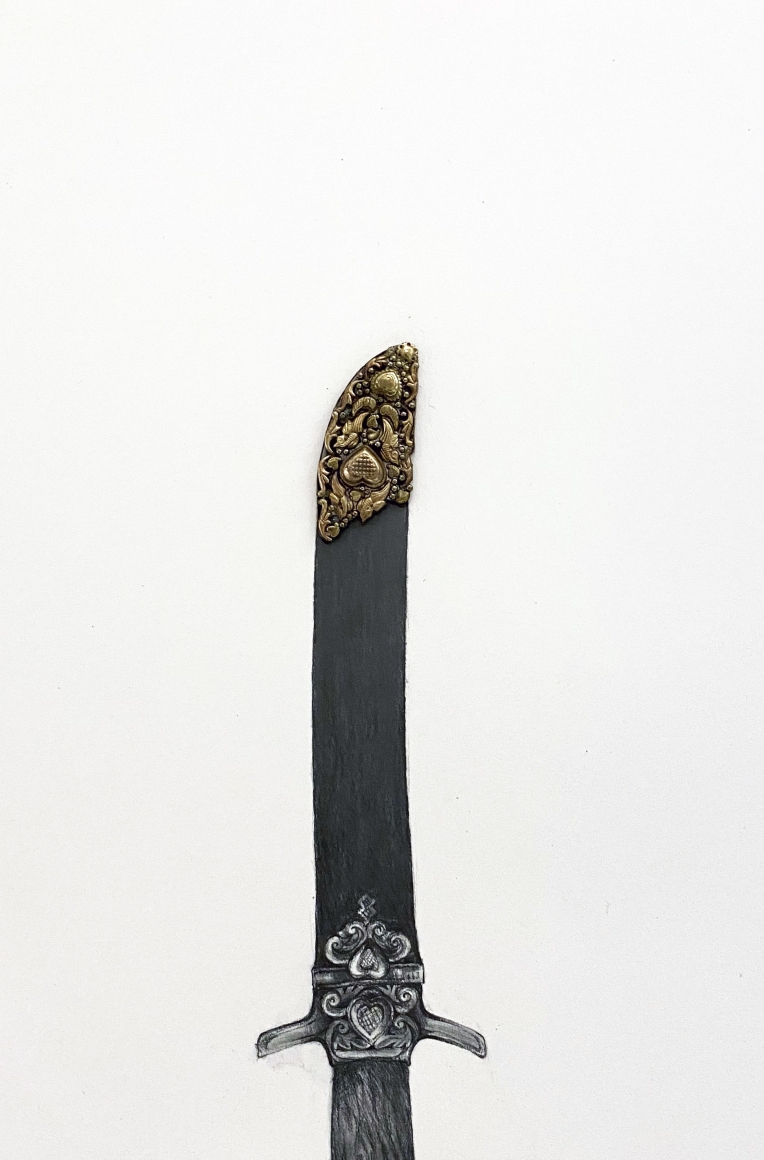 Promotesh Das Pulak Untitled (Beautiful way to die) (7) 2019 Drawing on paper, brass, copper 16 x 12 in.
