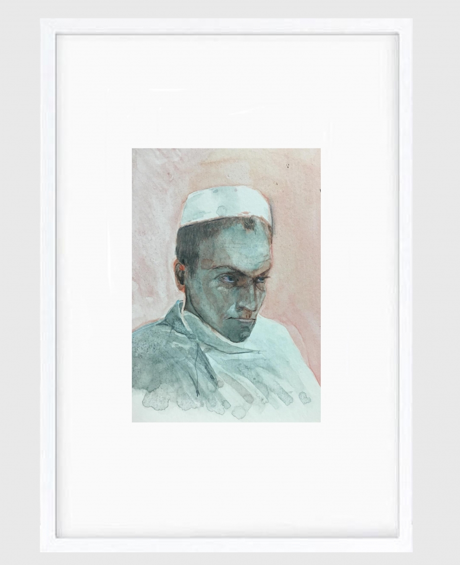 Sujith S.N. Untitled (Portrait) 4, 2020 Watercolor on paper 6 x 6.5 in SOLD