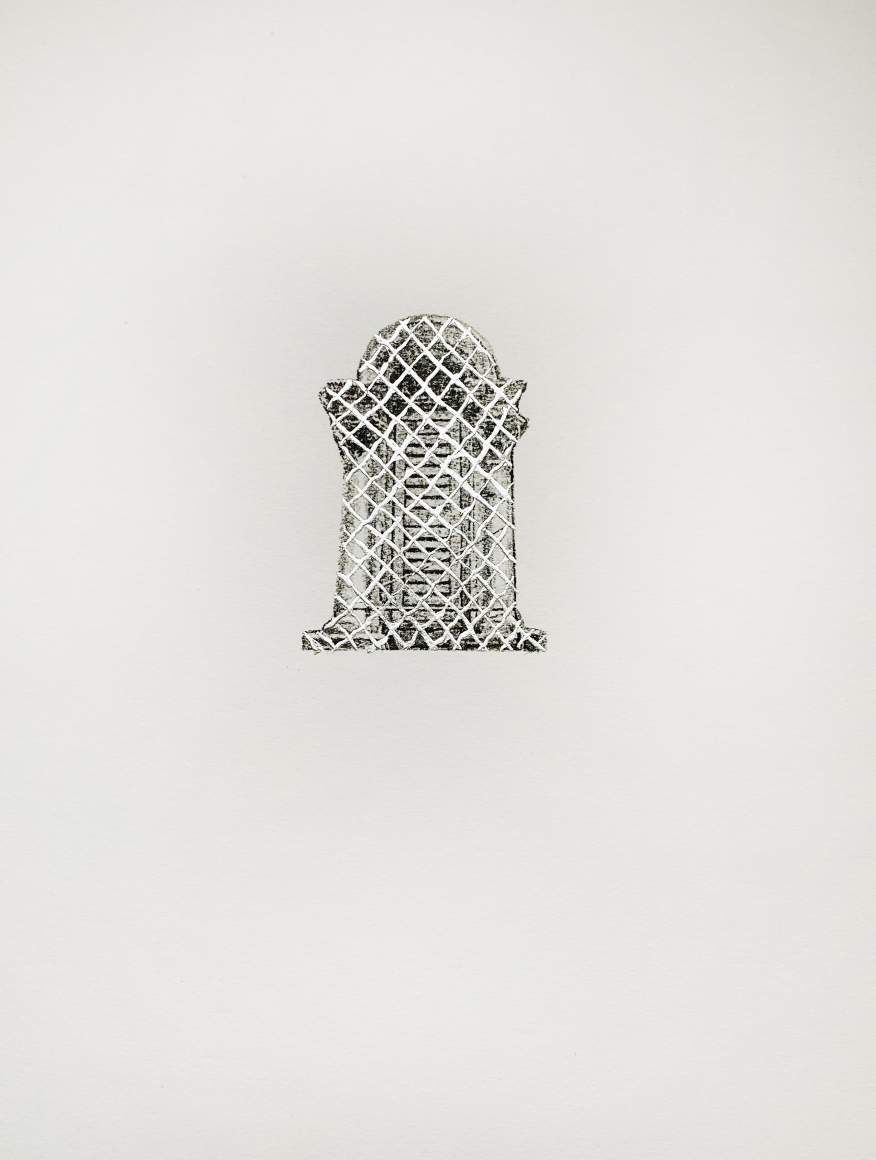 Najmun Nahar Keya Corinthian Dhaka (18) Charcoal, graphite, rabbit skin glue, silver, on Fabriano archival paper 11 x 14 in. 2019