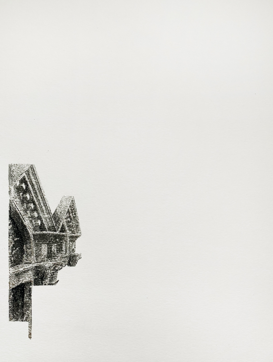 Najmun Nahar Keya Corinthian Dhaka (21) Charcoal, graphite, rabbit skin glue, silver, on Fabriano archival paper 11 x 14 2019