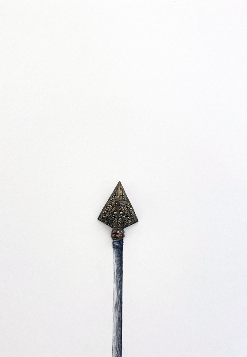 Promotesh Das Pulak Untitled (Beautiful way to die) (5) 2019 Drawing on paper, brass, copper 12 x 16 in.