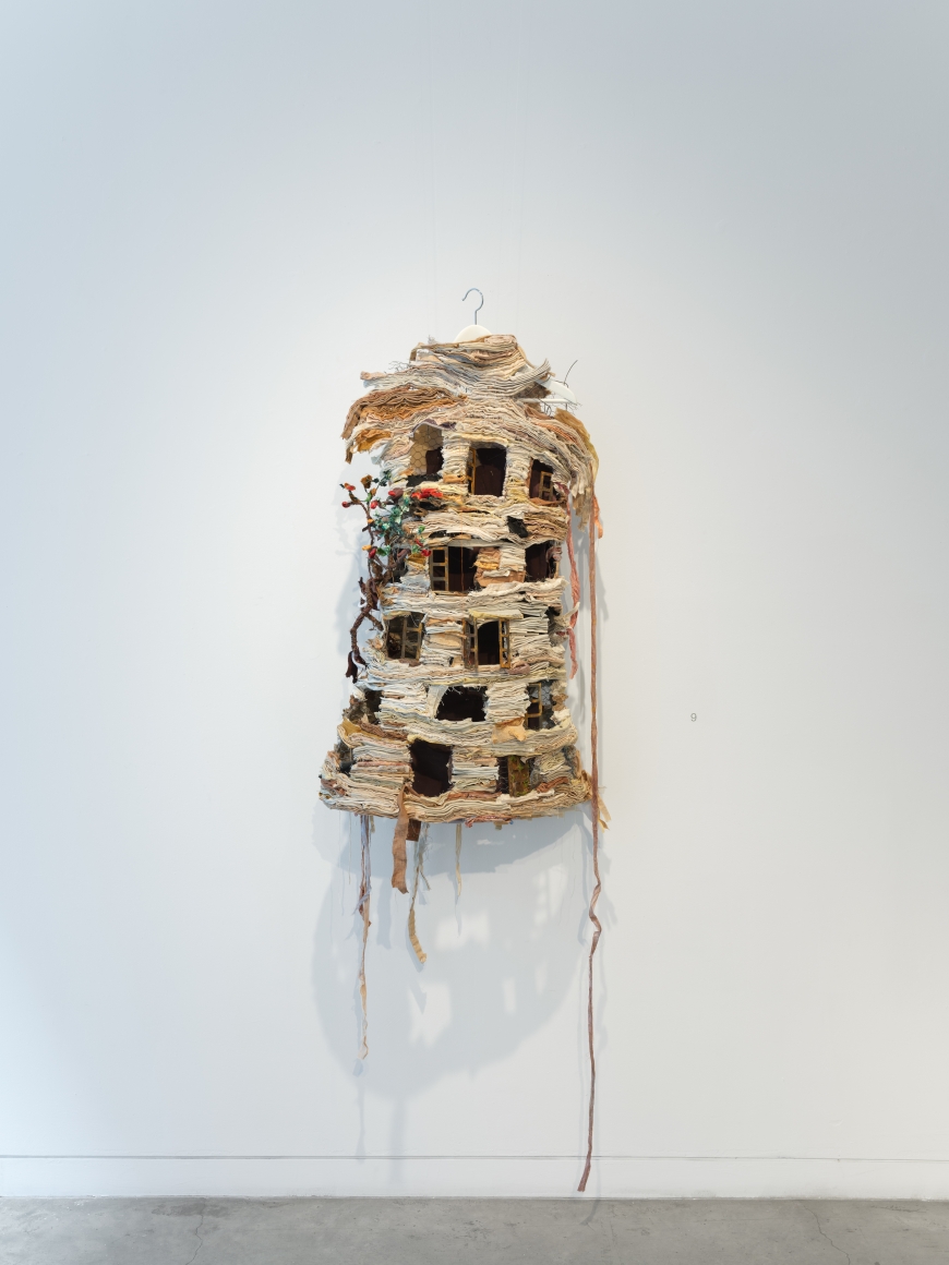 Ruby Chishti Mother, Wake Me Up At 7:00 2020 Recylcled fabric, thread, wood, paint, wire mesh 38h x 23w x 9d in