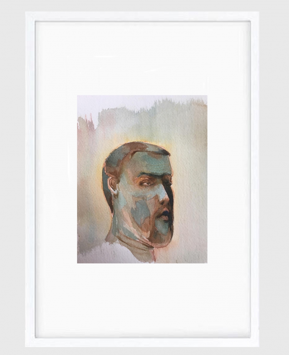 Sujith S.N. Untitled (Portrait) 1, 2020 Watercolor on paper 6 x 6.5 in