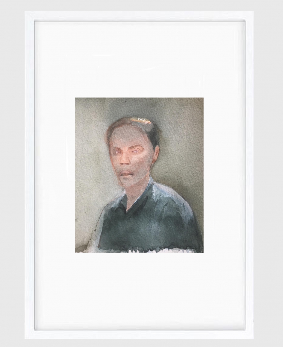 Sujith S.N. Untitled (Portrait) 10, 2020 Watercolor on paper 6h x 6.50w in