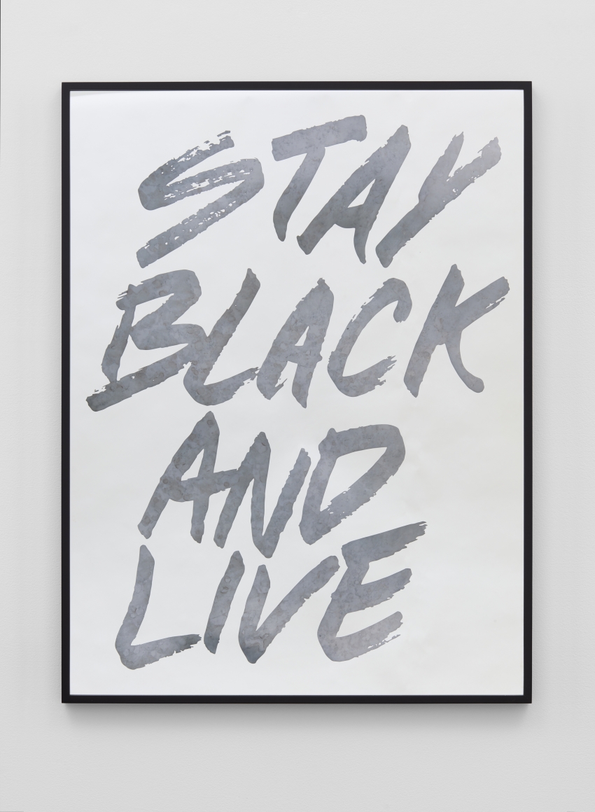 Hank Willis Thomas Stay Black and Live (silver and black), 2019