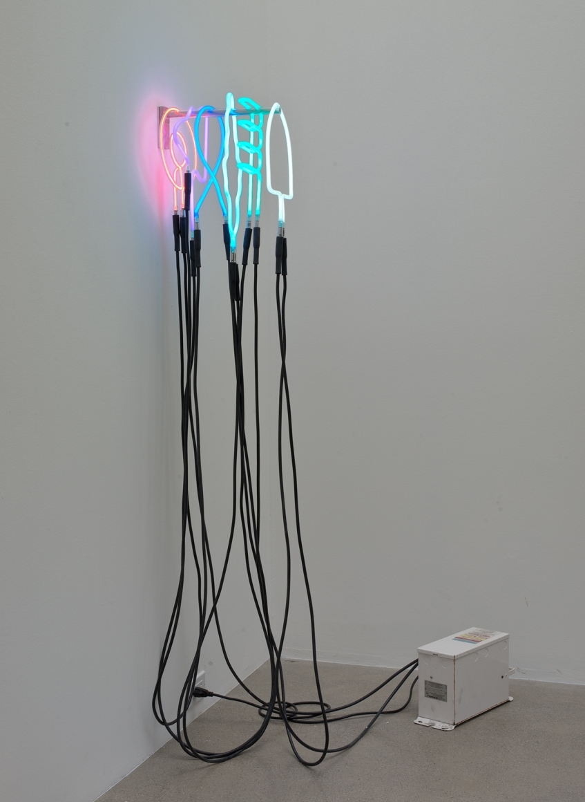 Rosha Yaghmai Inert #1, 2015 Neon, electrical components, transformer 63 1/2 x 7 1/2 x 13 1/4 inches