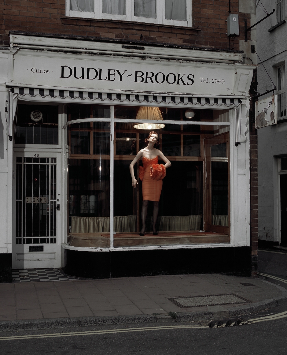 Model in Curios Window, England, 1995, Archival Pigment Print
