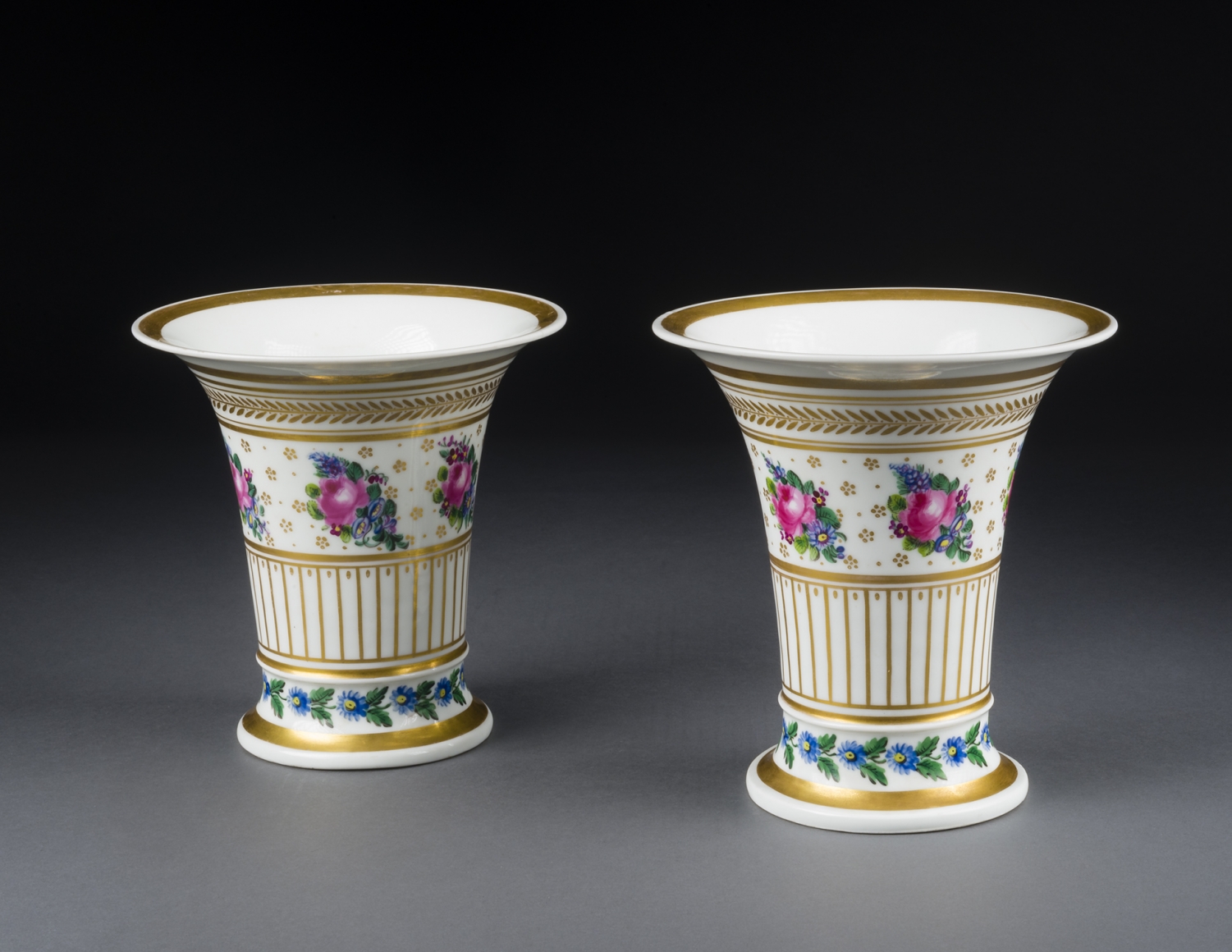 Pair of Flared Vases with Floral Decoration, about 1832&ndash;38, Tucker Factories, Philadelphia (active 1826&ndash;38)