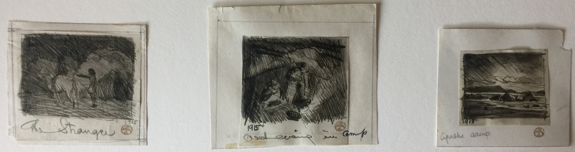 MAYNARD DIXON INK SKETCHES DRAWING 1915