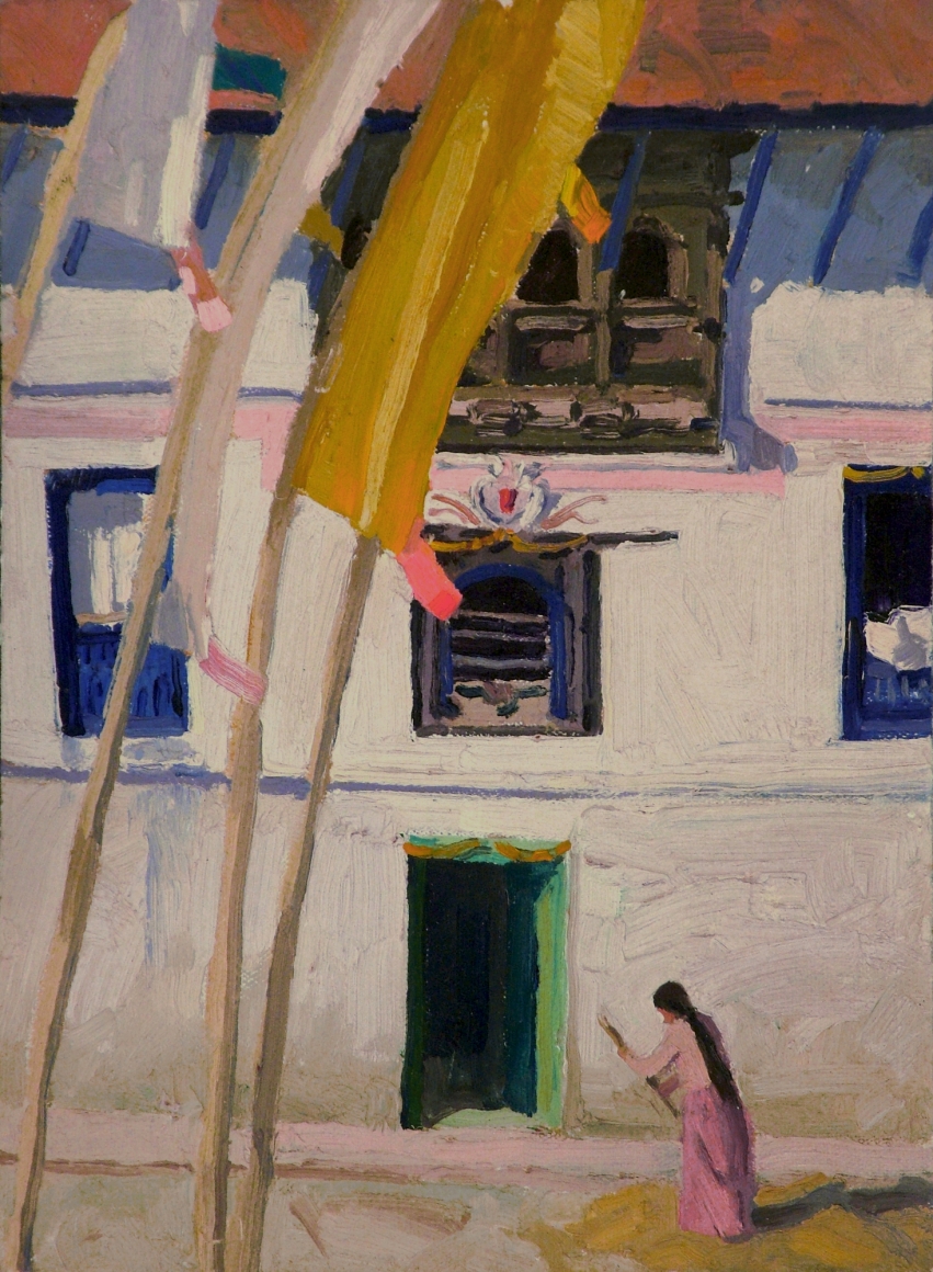 chmiel winnowing rice bodnath nepal
