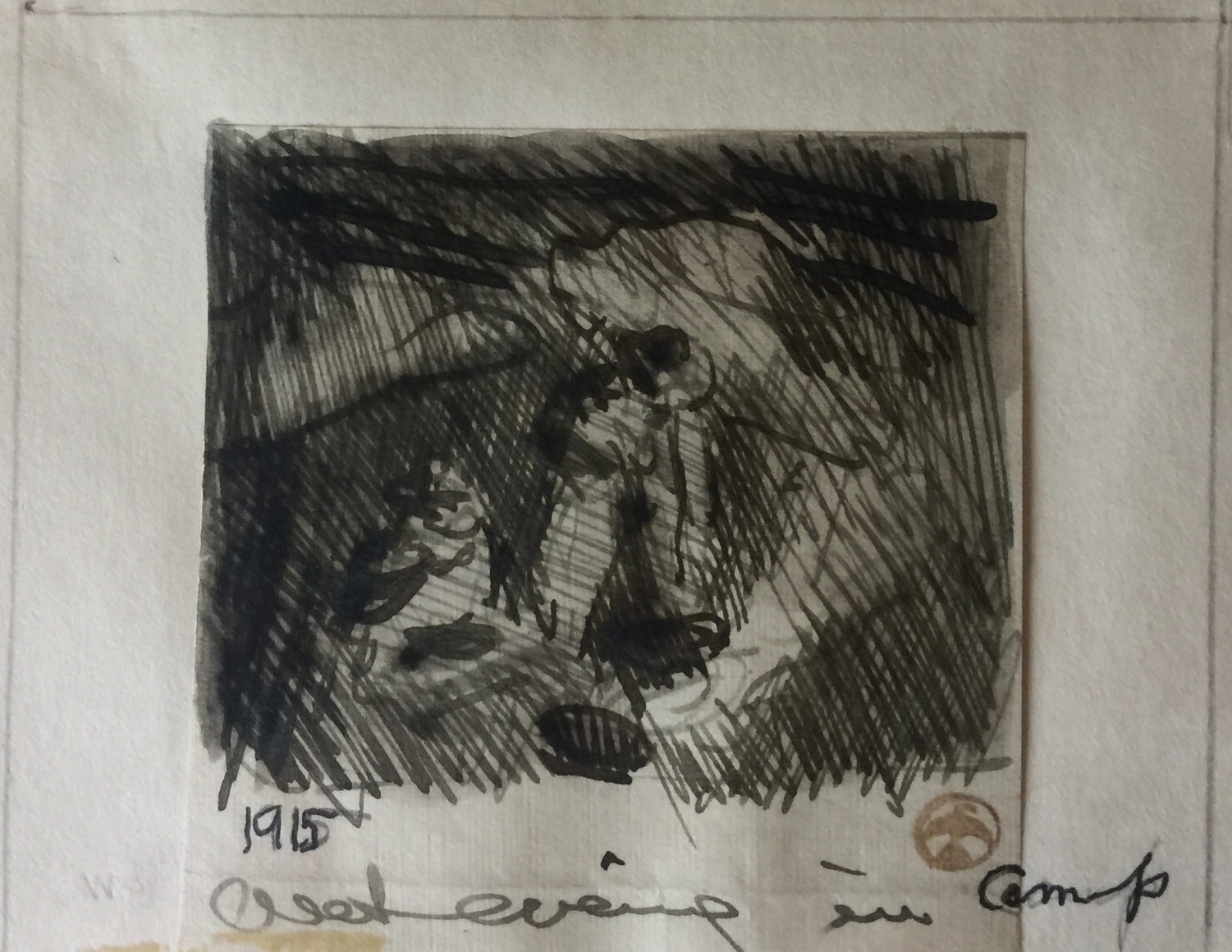 MAYNARD DIXON WET EVENING INK SKETCH