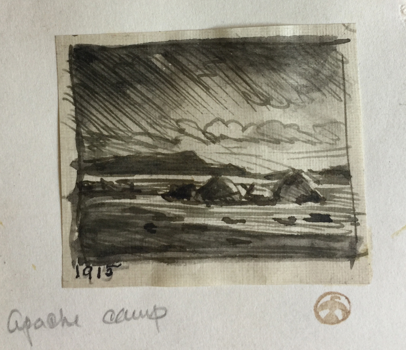 MAYNARD DIXON APACHE CAMP INK SKETCH