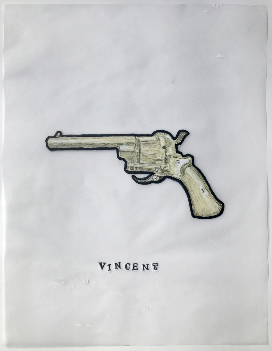 Conversational Tools, DG Krueger, drawings on vellum, suicide tools, Vincent