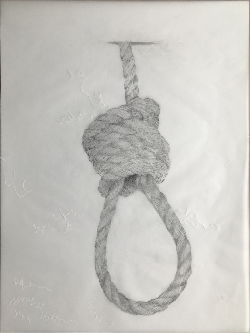 DG Krueger, Conversational Tools, graphite on vellum, noose #4, vanishing acts