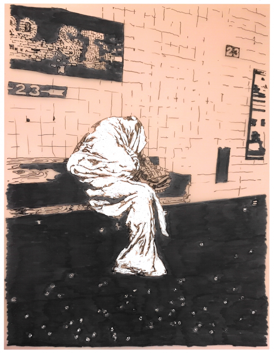 Sleepers, DG Krueger, hand colored photograph, drawing, photograph