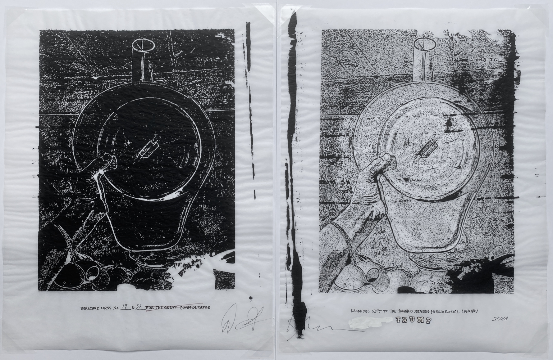 Verbiage Urns,Verbiage Urn_Diptych_Nos. 19 & 37, DG Krueger, embellished screenprints