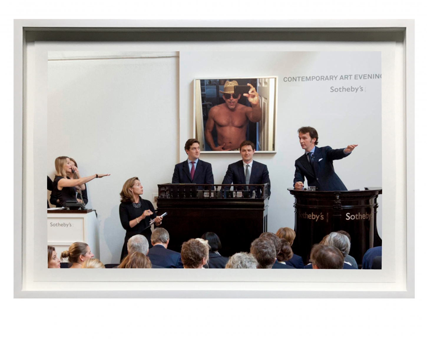selfie @ Sotheby's, 2014, DG Krueger, digital collage, pigment print, editions, private collection