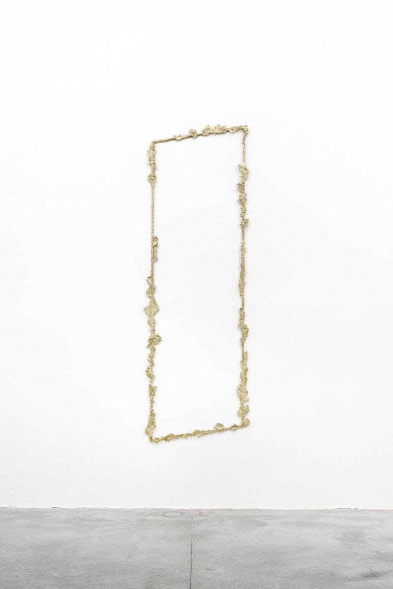 Tania Perez Cordova, Contour #2, 2020, Bronze poured into sand, 82.68 x 25.59 x .79 inches, Tina Kim Gallery