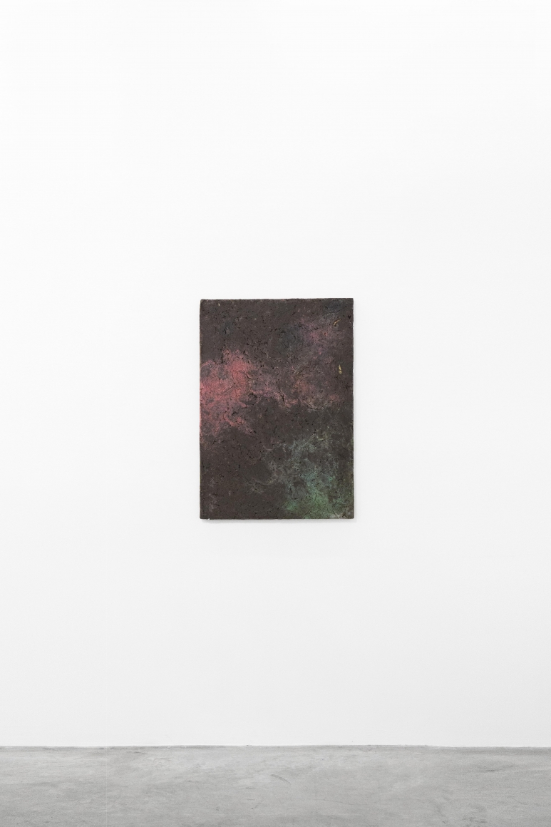 Tania Pérez Córdova, Sunning, 2017 Petrified earth dried in the shade, plastic wrapping, a bill 39 × 27 1/2 × 1 1/10 in 99.1 × 69.9 × 2.9 cm, Tina Kim Gallery
