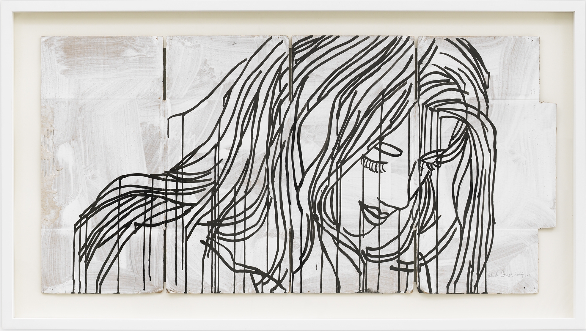 Study for the Red Portrait by Ghada Amer, 2017, Acrylic and ink on cardboard, Painting, Tina Kim Gallery