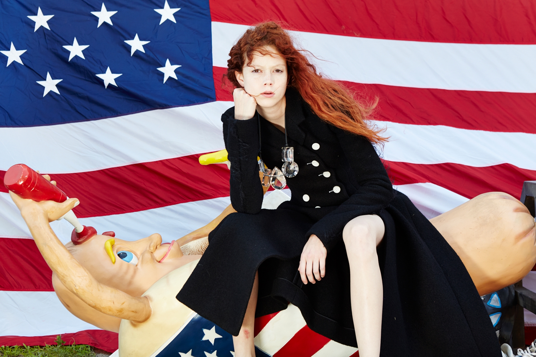 Roe Ethridge, Nathalie with Hot Dog and Flag, 2014