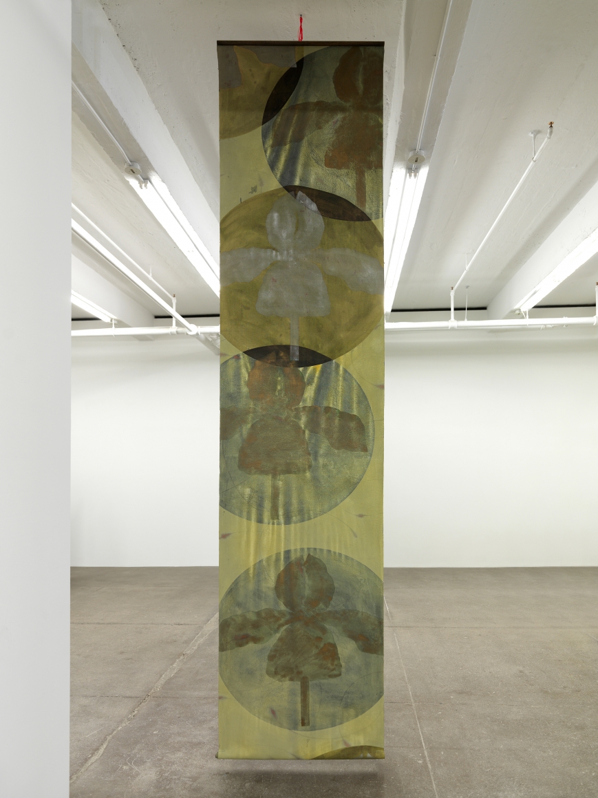 Billy Al BengstonSardiotheca Furcata Draculas, 1975Acrylic on canvas and wooden dowels186 x 35 in (472.4 x 88.9 cm)