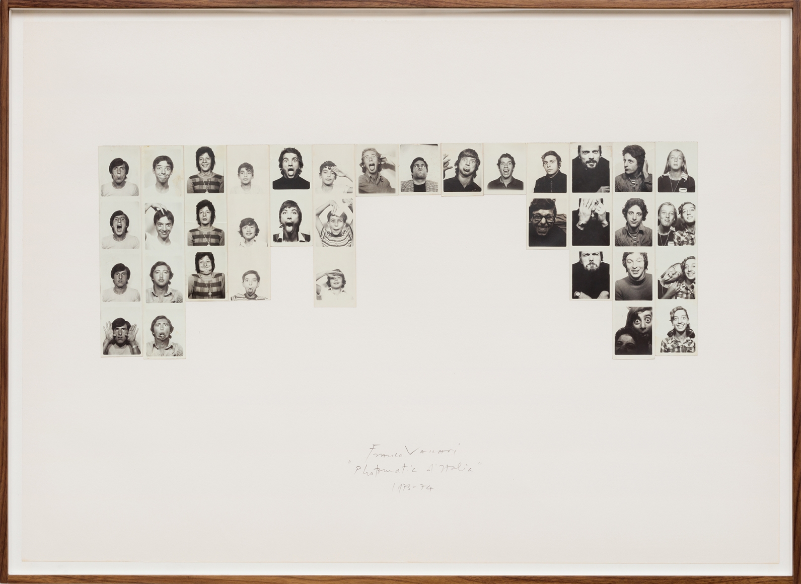 Franco Vaccari, Photomatic d'Italia, 1973-74, Collage of photostrips on cards