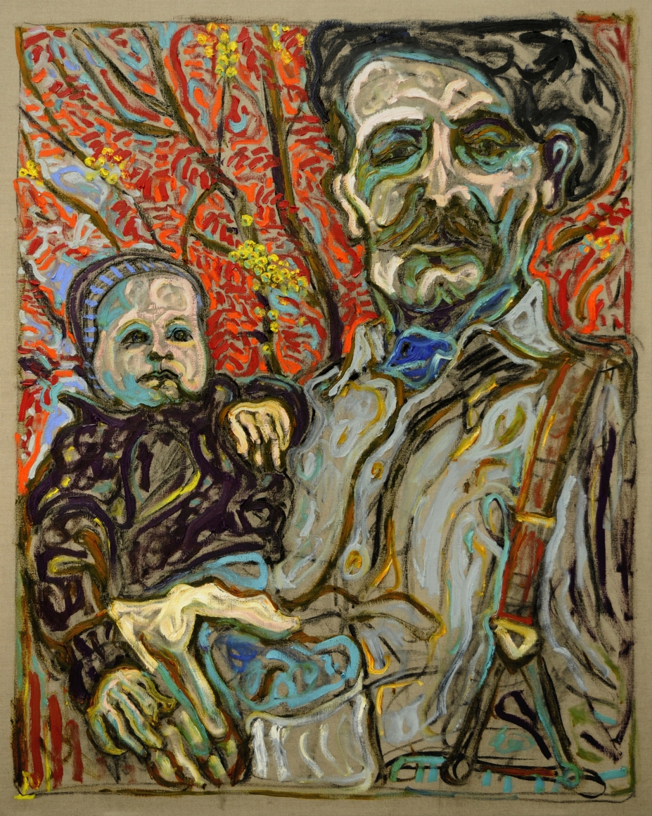 BILLY CHILDISH With Scout Under Rowan Tree, 2011