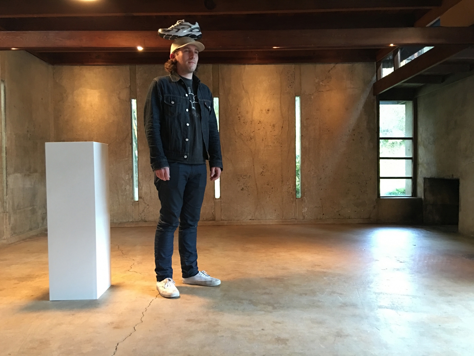 Erwin Wurm, One Minute Sculptures, Installation view, MAK Center for Art and Architecture, Los Angeles at the Schindler House, CA