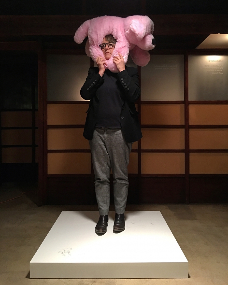 Erwin Wurm, One Minute Sculptures, Installation view, MAK Center for Art and Architecture, Los Angeles at the Schindler House, CA