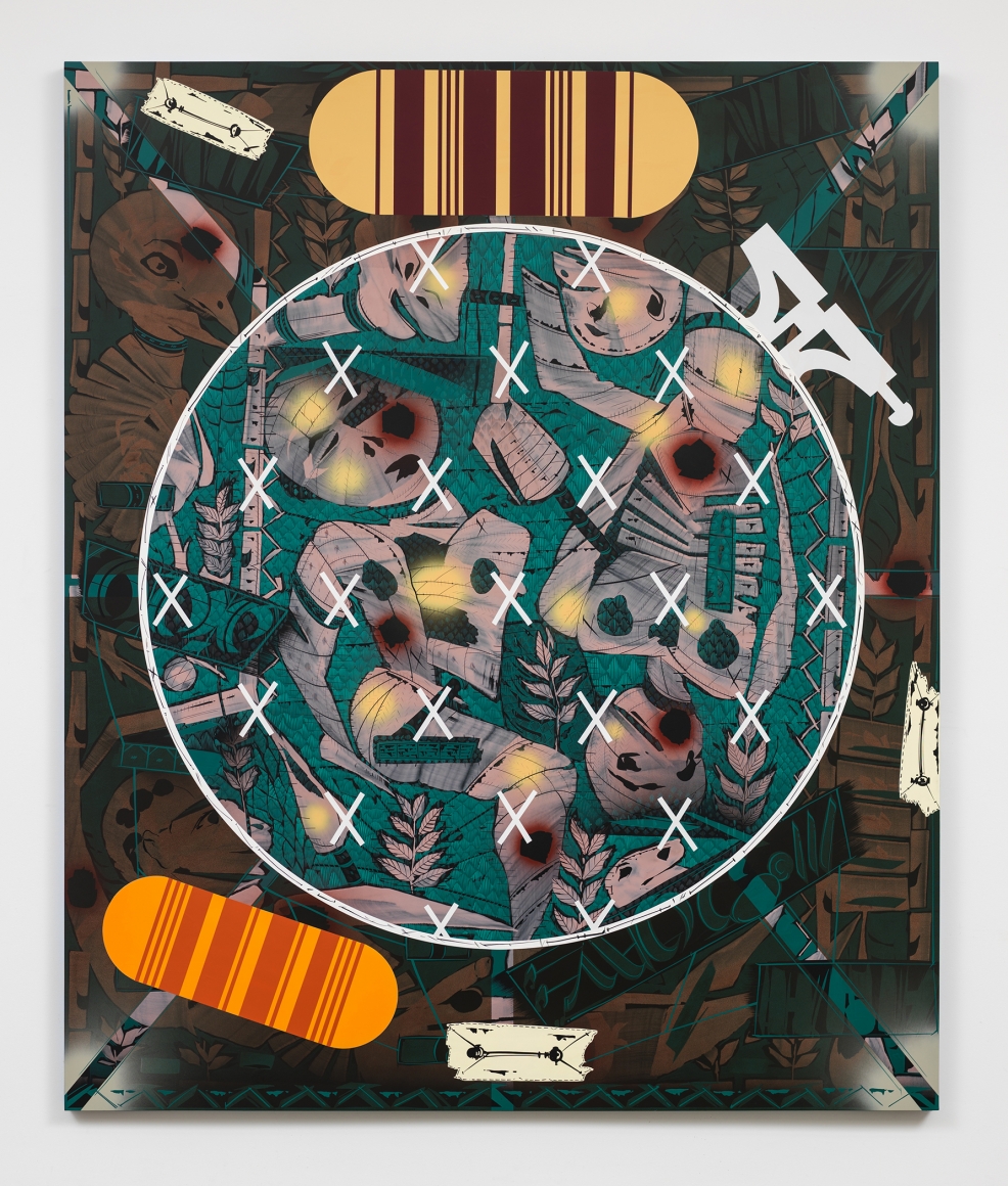 LARI PITTMAN, Needlepoint Sampler with Patches (#2) Depicting Daily Life of a Late Western Impaerium, 2013