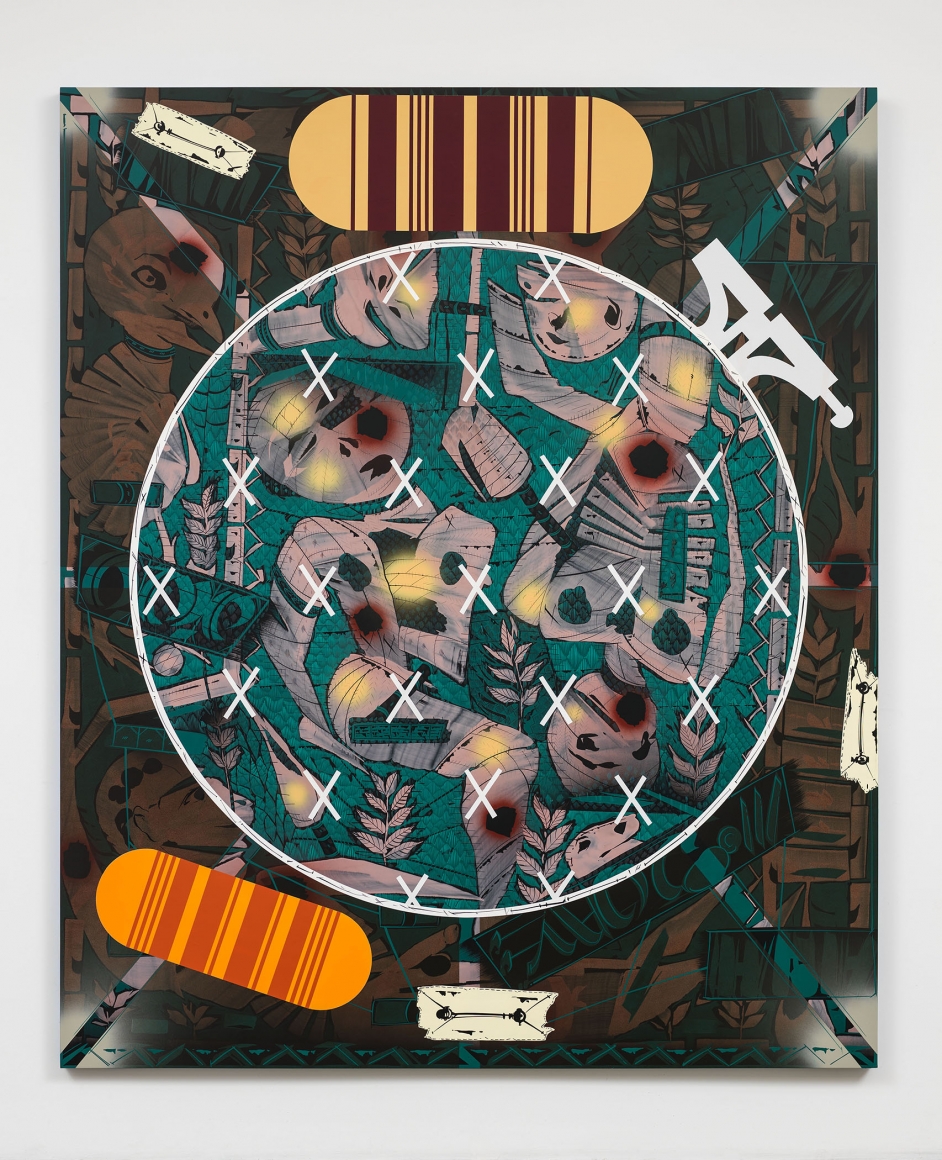 LARI PITTMAN, Needlepoint Sampler with Patches (#2) Depicting Daily Life of a Late Western Impaerium, 2013
