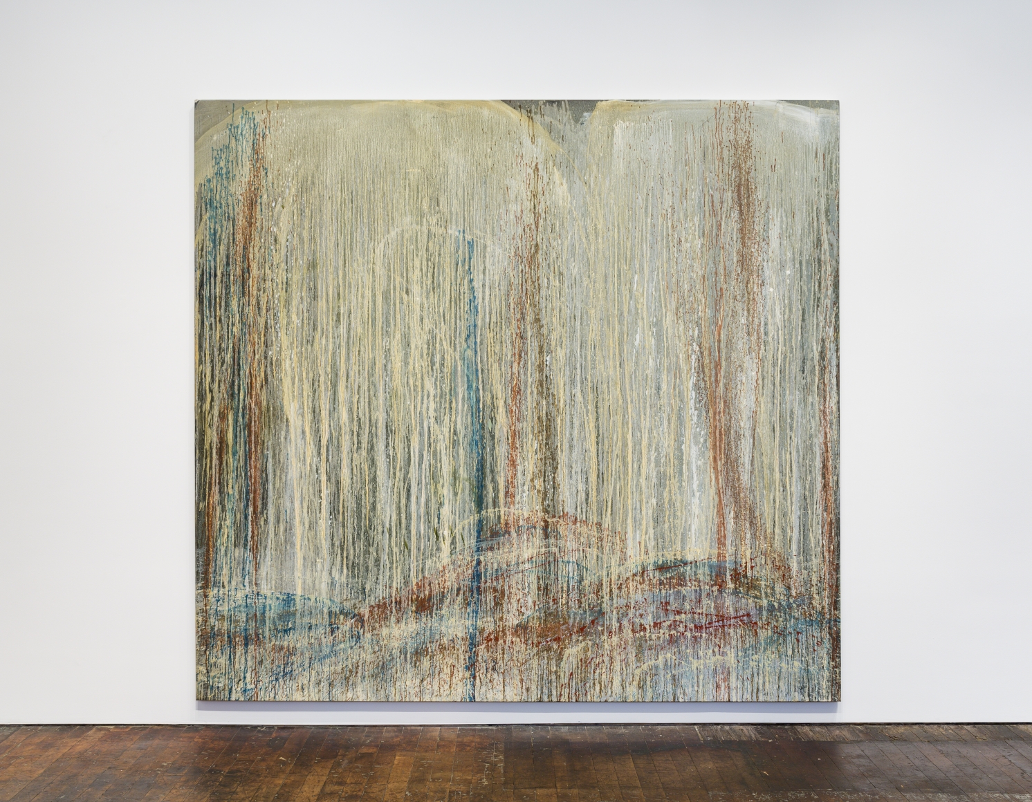 Pat Steir Red, Blue and Silver Waterfall