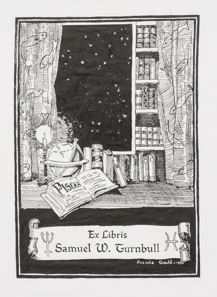  , "Pisces" Ex Libris Samuel W. Turnbull (Juanita Gould – 1933)